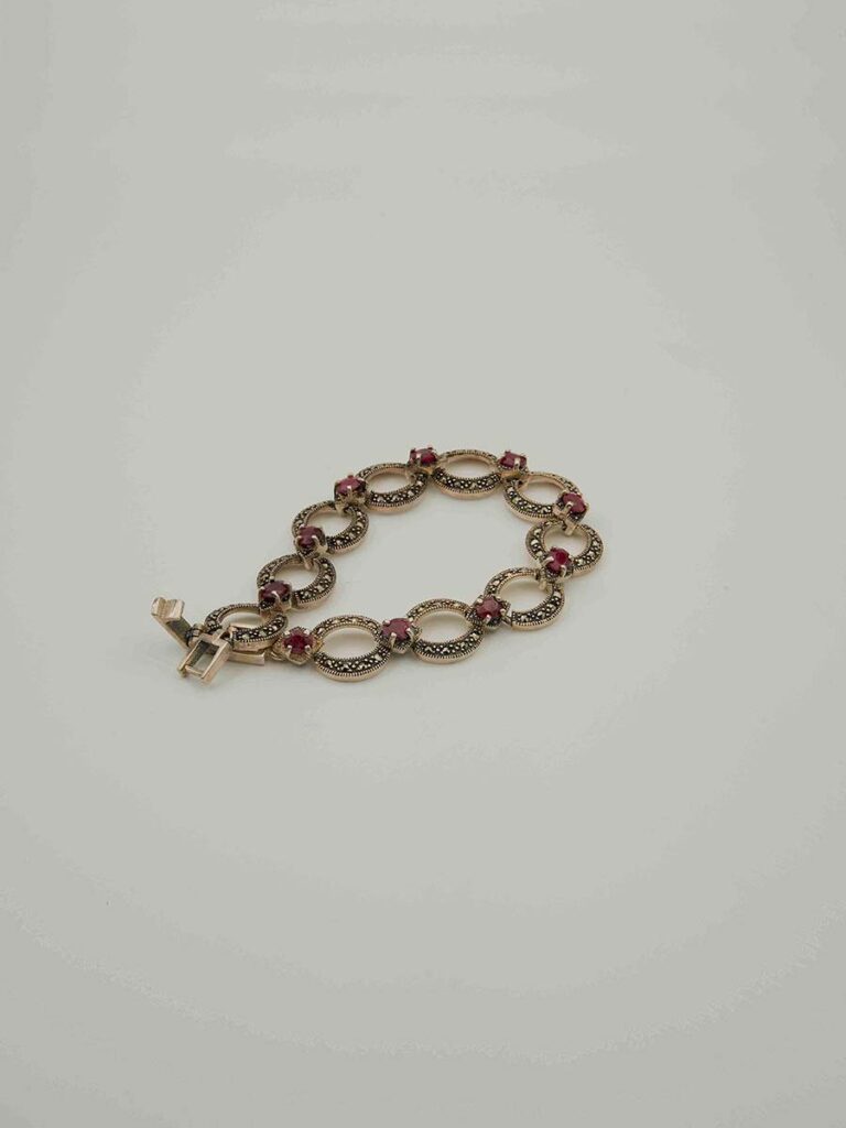 Regal Ruby Marcasite Bracelet